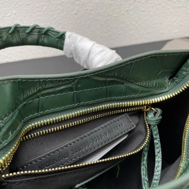 Balenciaga Luxe Crocodile Leather Motorcycle Bag with Gold Accents Snug 72639