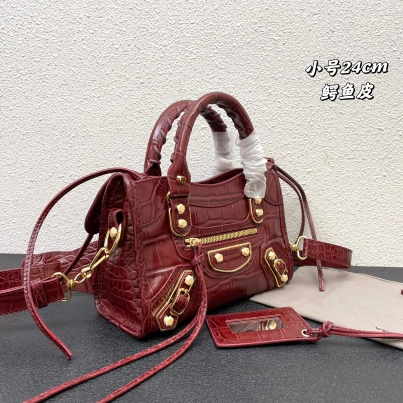 Balenciaga Luxe Crocodile Motorcycle Bag with Gold Accents Modern 72630