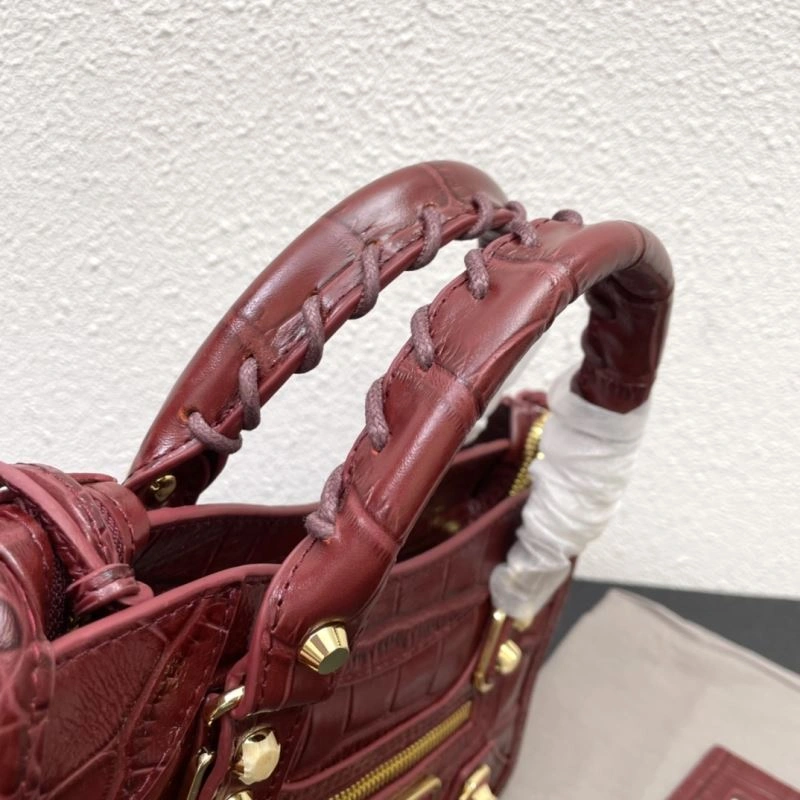 Balenciaga Luxe Crocodile Motorcycle Bag with Gold Accents Modern 72630