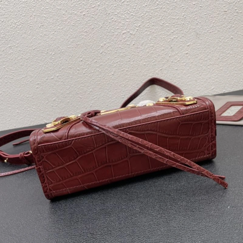 Balenciaga Luxe Crocodile Motorcycle Bag with Gold Accents Modern 72630