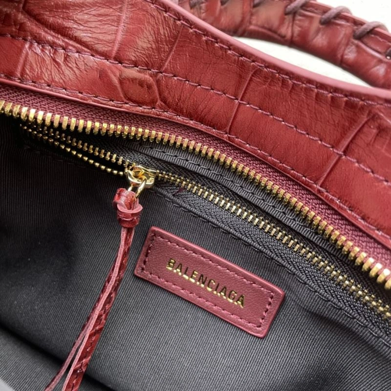 Balenciaga Luxe Crocodile Motorcycle Bag with Gold Accents Modern 72630