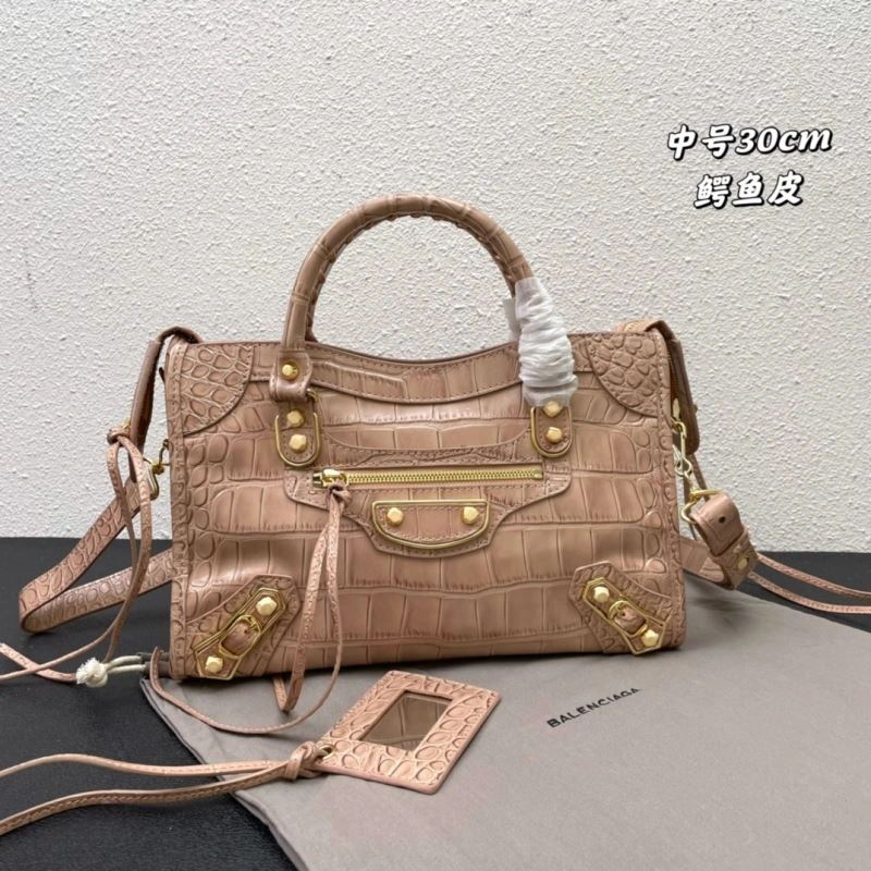 Balenciaga Luxe Crocodile Motorcycle Bag with Gold Accents Seasonal 72638