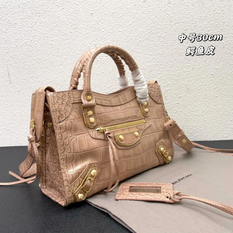 Balenciaga Luxe Crocodile Motorcycle Bag with Gold Accents Seasonal 72638