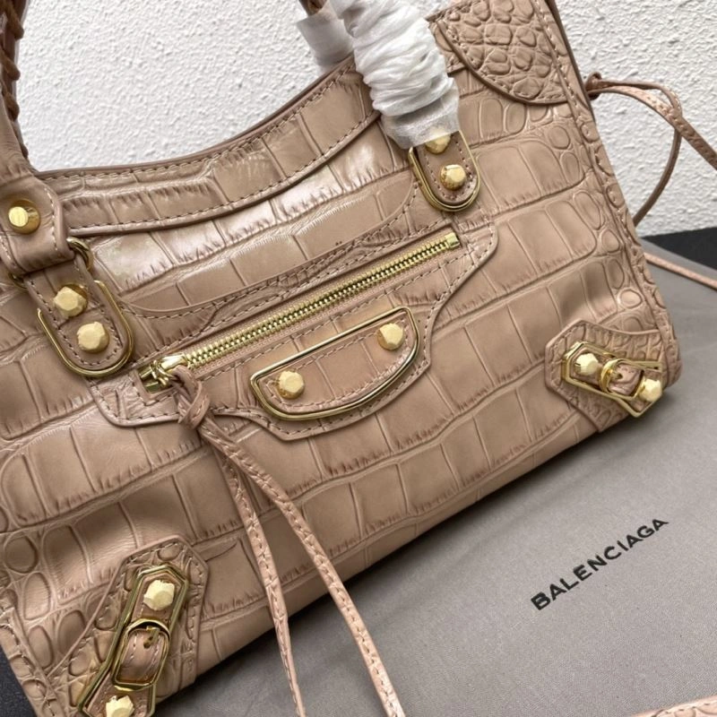 Balenciaga Luxe Crocodile Motorcycle Bag with Gold Accents Seasonal 72638