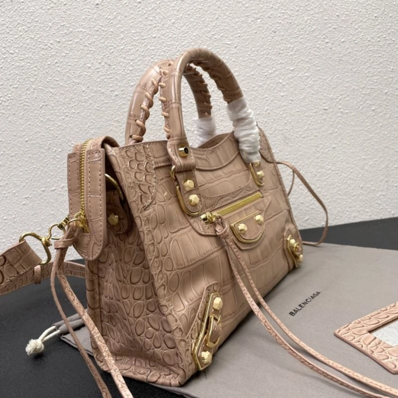 Balenciaga Luxe Crocodile Motorcycle Bag with Gold Accents Seasonal 72638