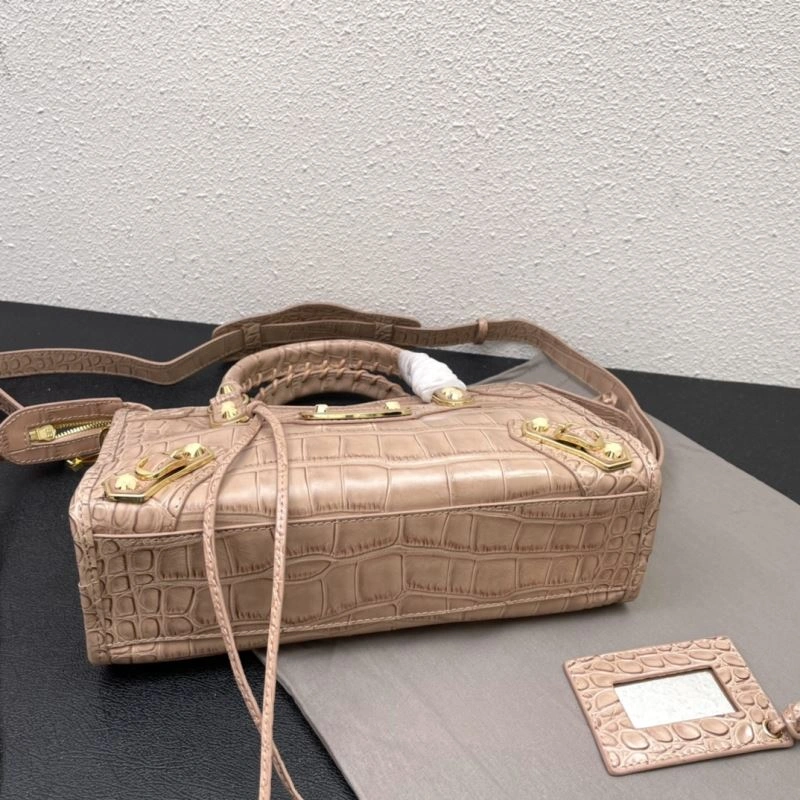 Balenciaga Luxe Crocodile Motorcycle Bag with Gold Accents Seasonal 72638