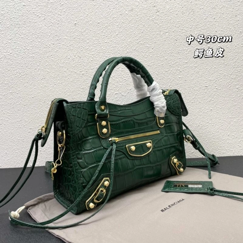 Unique Balenciaga Luxe Crocodile Motorcycle Bag with Gold Accents 72632