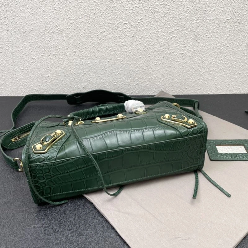 Unique Balenciaga Luxe Crocodile Motorcycle Bag with Gold Accents 72632