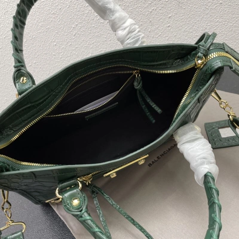 Unique Balenciaga Luxe Crocodile Motorcycle Bag with Gold Accents 72632