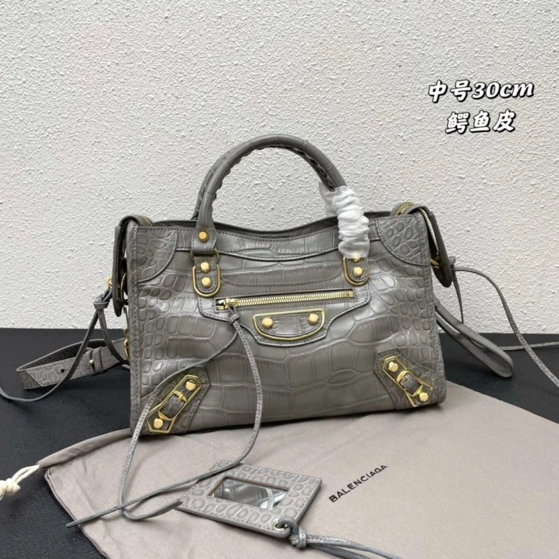Balenciaga Luxe Crocodile Motorcycle Bag with Gold Accents GoodFit 72626