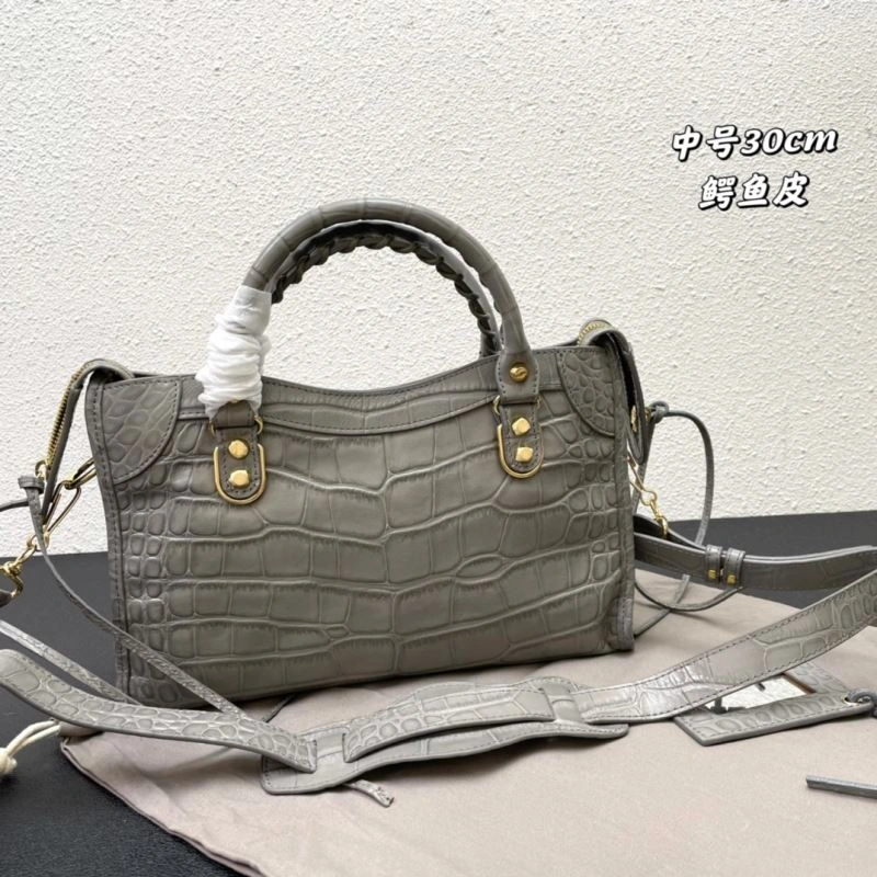 Balenciaga Luxe Crocodile Motorcycle Bag with Gold Accents GoodFit 72626