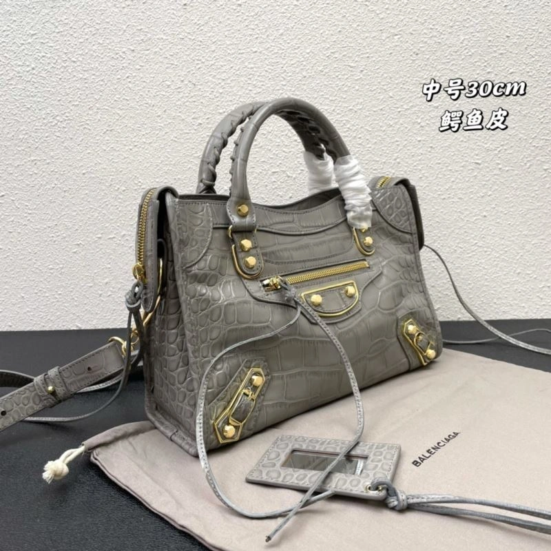 Balenciaga Luxe Crocodile Motorcycle Bag with Gold Accents GoodFit 72626