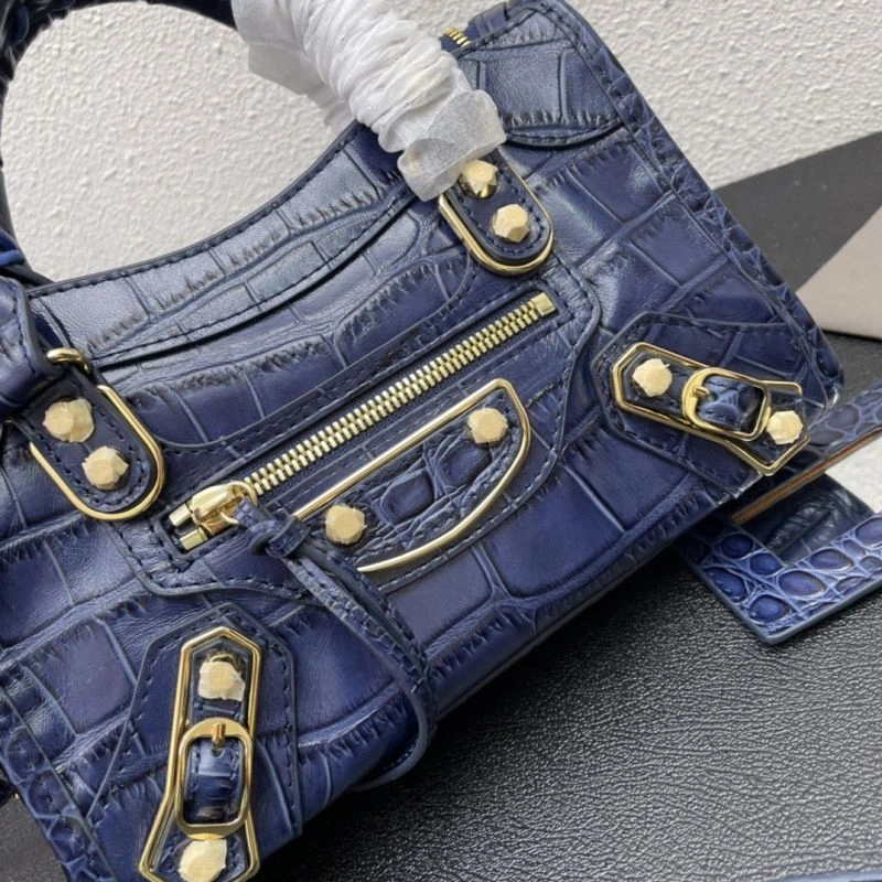 Balenciaga Luxe Crocodile Motorcycle Bag with Gold Hardware FashionForward 72633