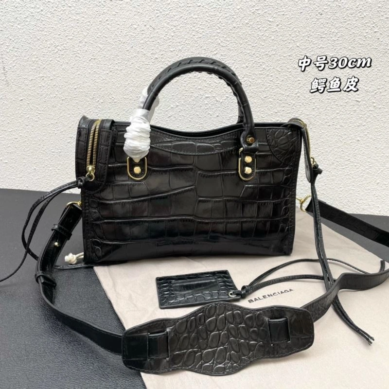 ZeroBulk Balenciaga Luxe Crocodile Motorcycle Bag with Golden Accents 72625