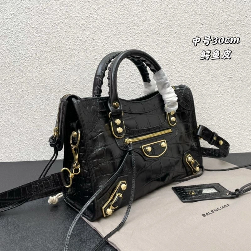 ZeroBulk Balenciaga Luxe Crocodile Motorcycle Bag with Golden Accents 72625