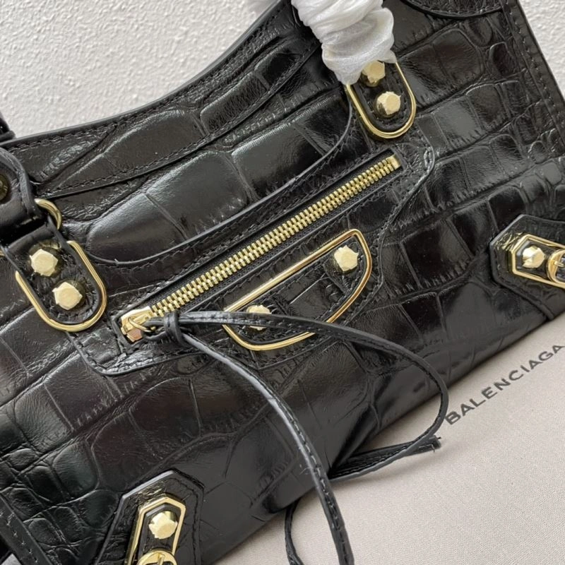 ZeroBulk Balenciaga Luxe Crocodile Motorcycle Bag with Golden Accents 72625