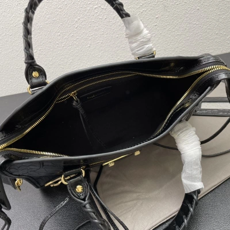 ZeroBulk Balenciaga Luxe Crocodile Motorcycle Bag with Golden Accents 72625