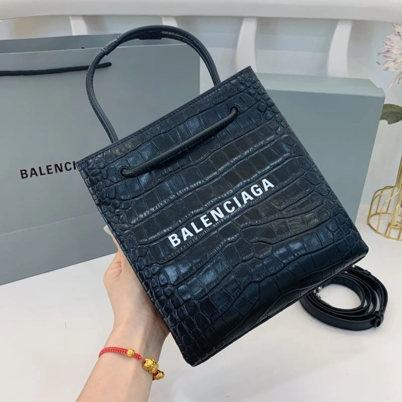 StreetReady Balenciaga Luxury Balenciaga Crocodile Pattern Shopping Bag - Black 78556