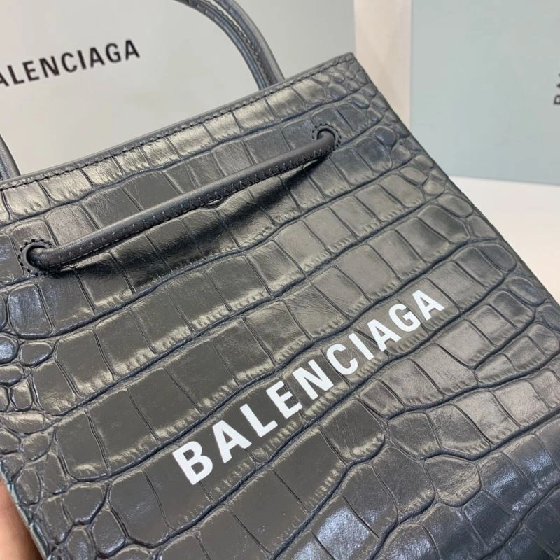 StreetReady Balenciaga Luxury Balenciaga Crocodile Pattern Shopping Bag - Black 78556