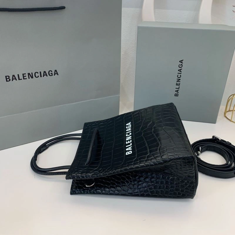 StreetReady Balenciaga Luxury Balenciaga Crocodile Pattern Shopping Bag - Black 78556