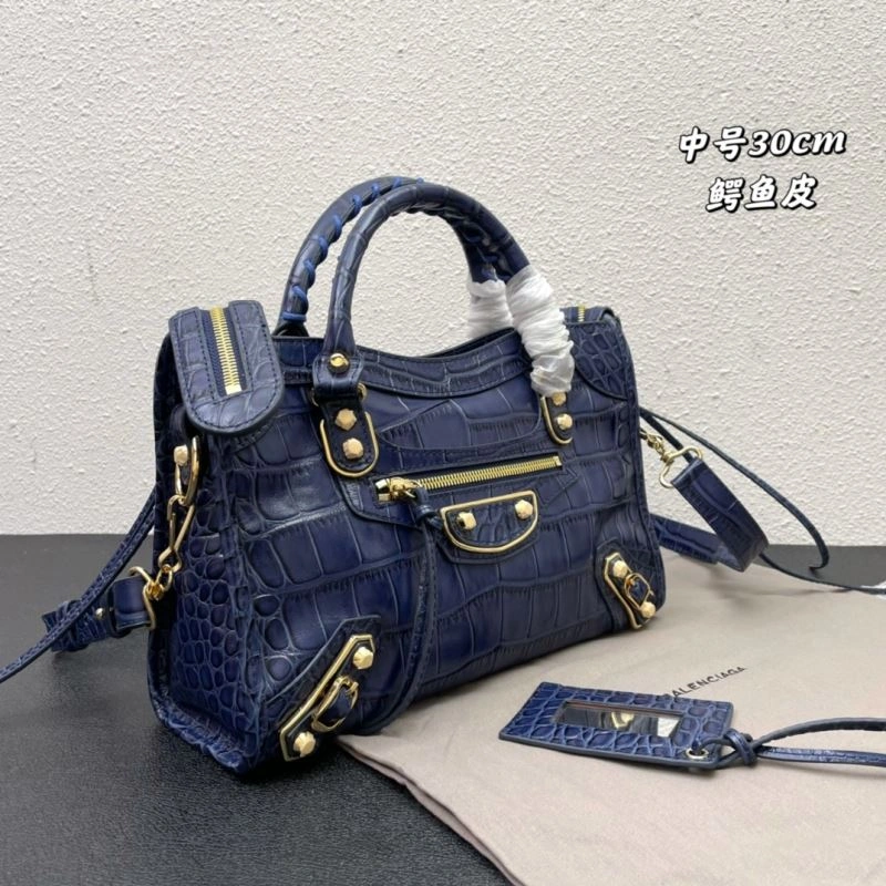 Balenciaga Luxury Crocodile Motorcycle Bag with Handmade Handle Stylish 72634