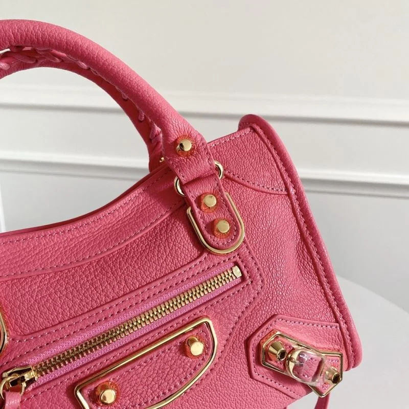 Balenciaga Luxury Pink Goat Leather Motorcycle Bag with Gold Buckle TopPick 38293