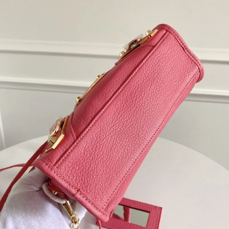 Balenciaga Luxury Pink Goat Leather Motorcycle Bag with Gold Buckle TopPick 38293