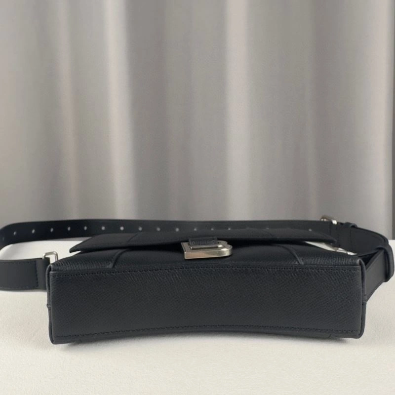 Functional Balenciaga Lychee Black Hourglass Bag -  Curved Design 78642