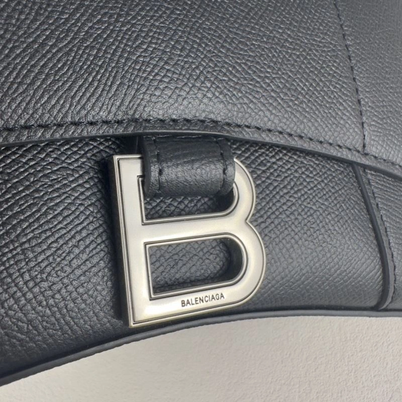 Functional Balenciaga Lychee Black Hourglass Bag -  Curved Design 78642