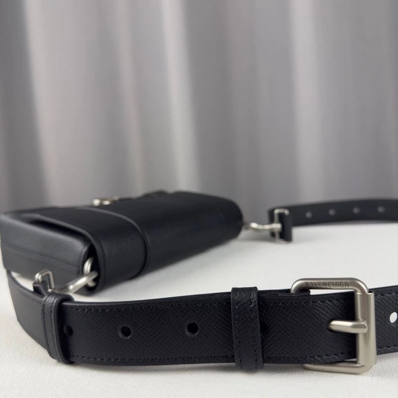 Functional Balenciaga Lychee Black Hourglass Bag -  Curved Design 78642