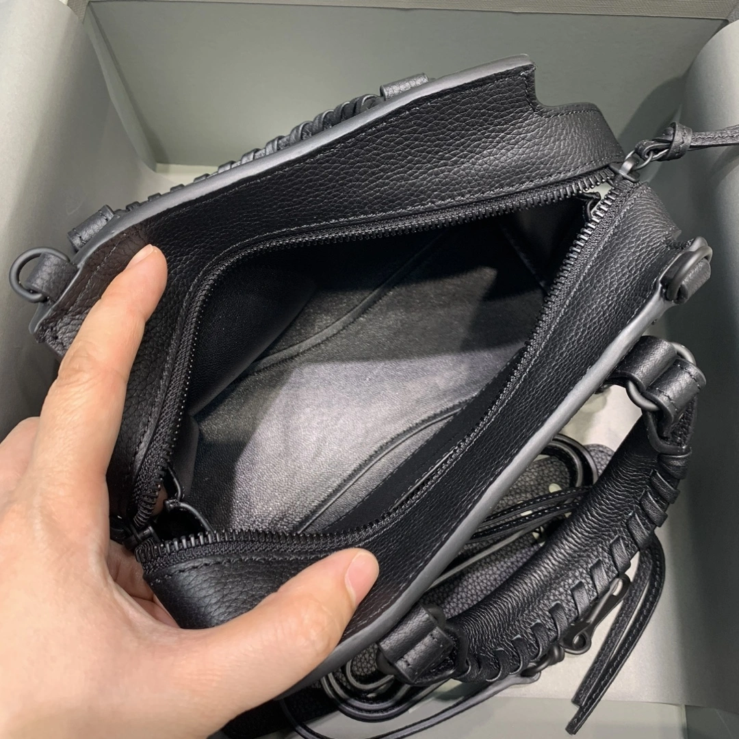 Vibrant Balenciaga Lychee Noir Neo  Motorcycle Handbag - Small Size 64706