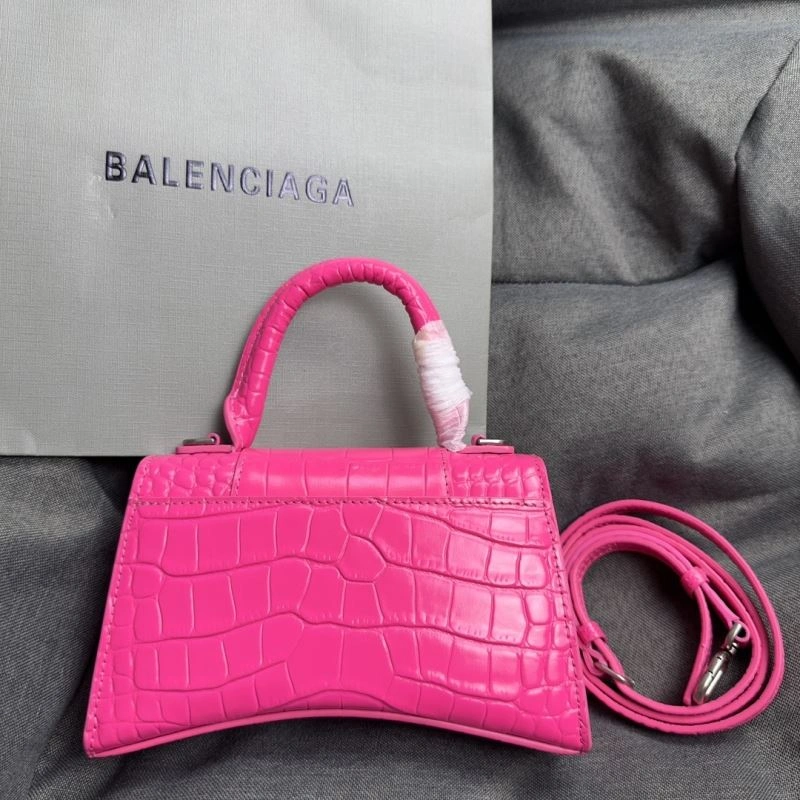 Balenciaga Magenta Crocodile Hourglass XS Bag with Silver Buckle Bright 70029