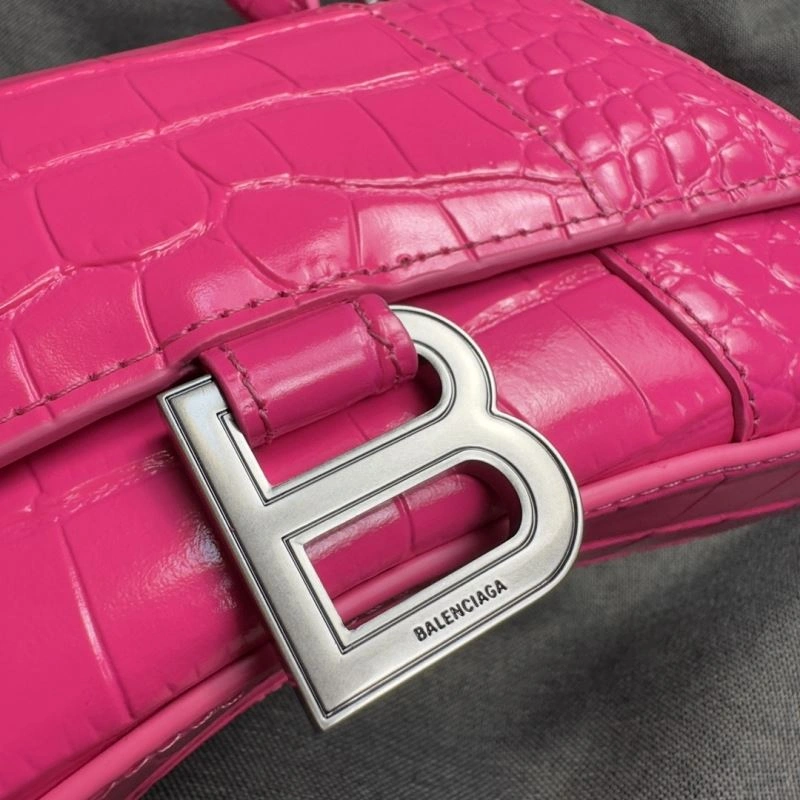 Balenciaga Magenta Crocodile Hourglass XS Bag with Silver Buckle Bright 70029
