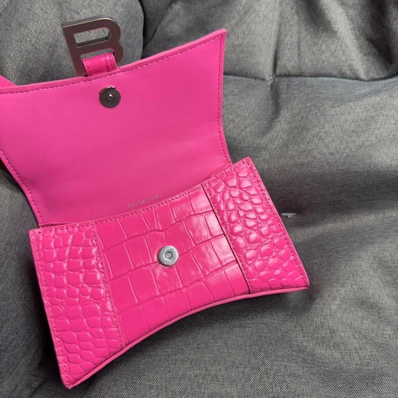 Balenciaga Magenta Crocodile Hourglass XS Bag with Silver Buckle Bright 70029