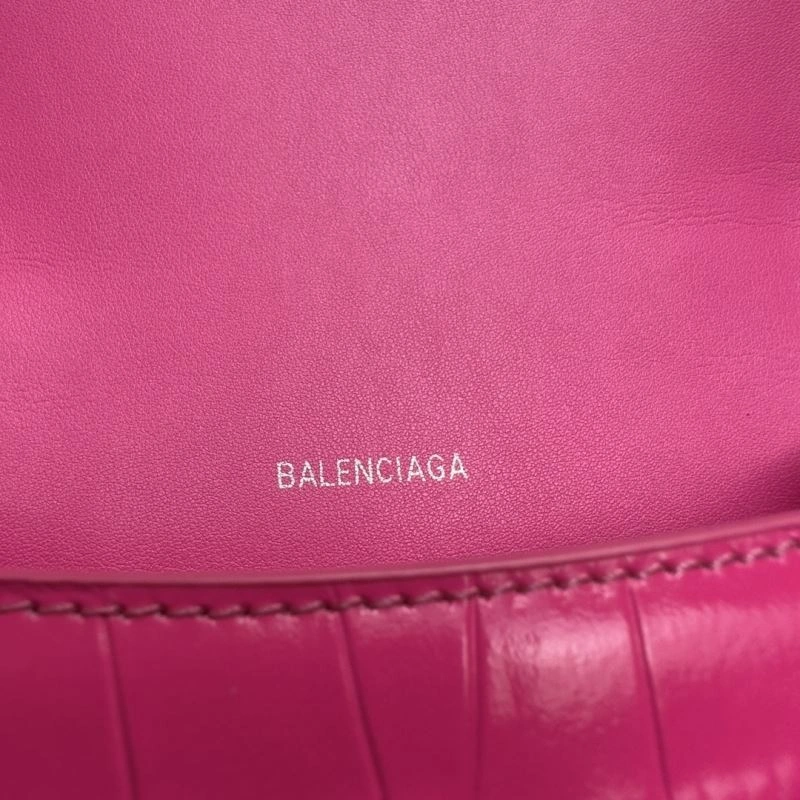 Balenciaga Magenta Crocodile Hourglass XS Bag with Silver Buckle Bright 70029