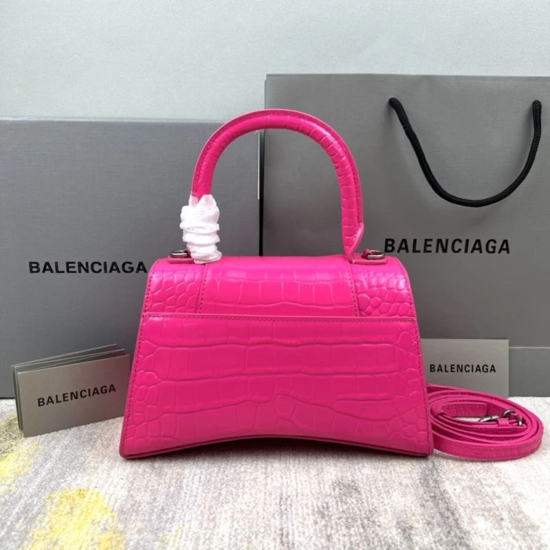 Elegant Balenciaga Magenta Hourglass Crocodile-Pattern Bag 23x10x24cm 78738