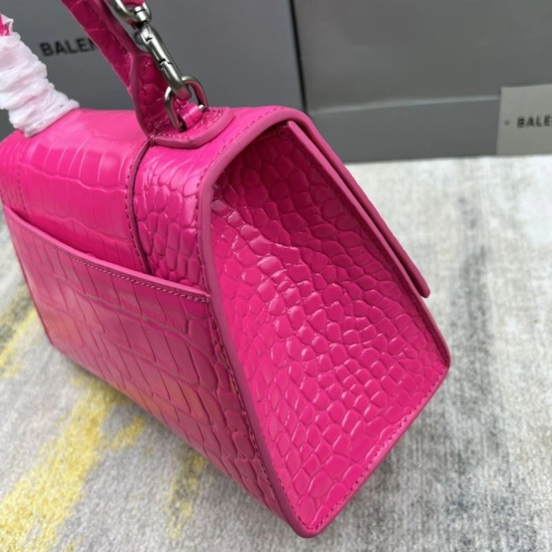 Elegant Balenciaga Magenta Hourglass Crocodile-Pattern Bag 23x10x24cm 78738