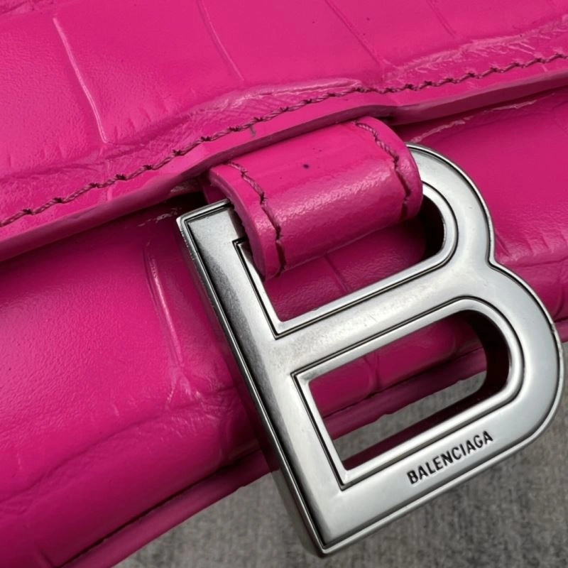 Elegant Balenciaga Magenta Hourglass Crocodile-Pattern Bag 23x10x24cm 78738