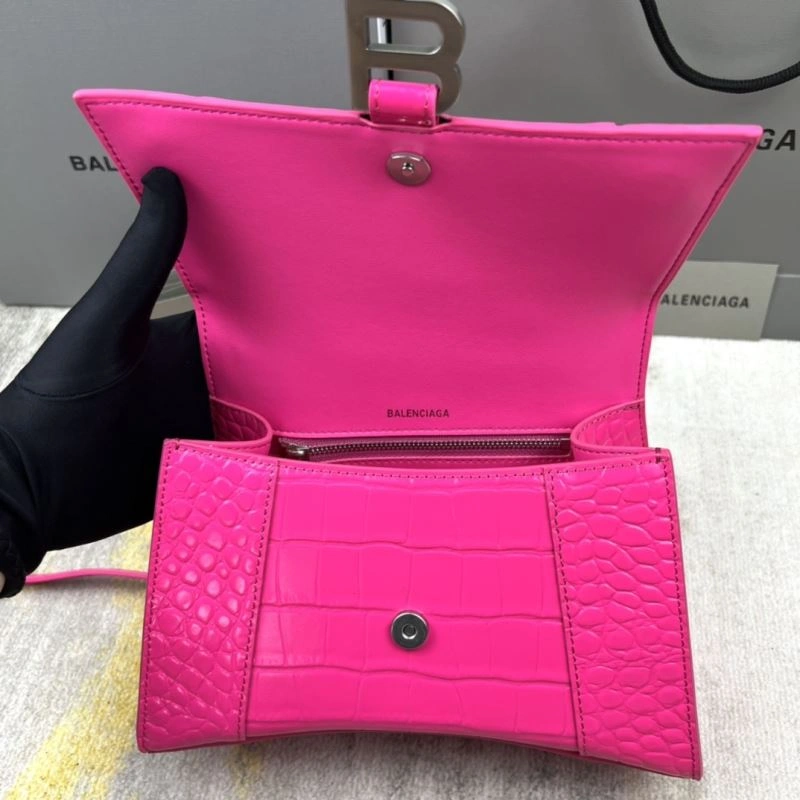 Elegant Balenciaga Magenta Hourglass Crocodile-Pattern Bag 23x10x24cm 78738
