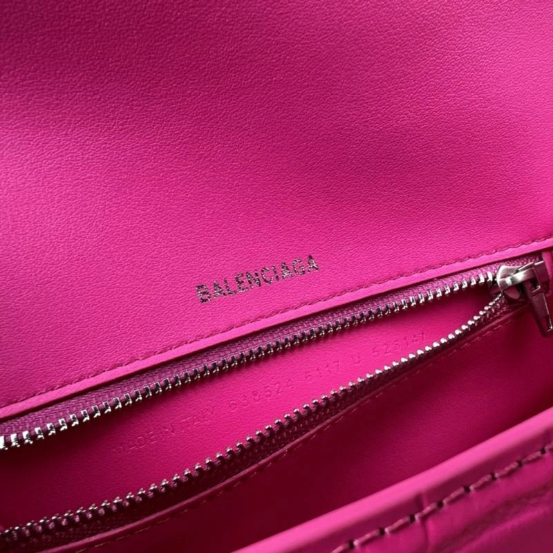 Elegant Balenciaga Magenta Hourglass Crocodile-Pattern Bag 23x10x24cm 78738