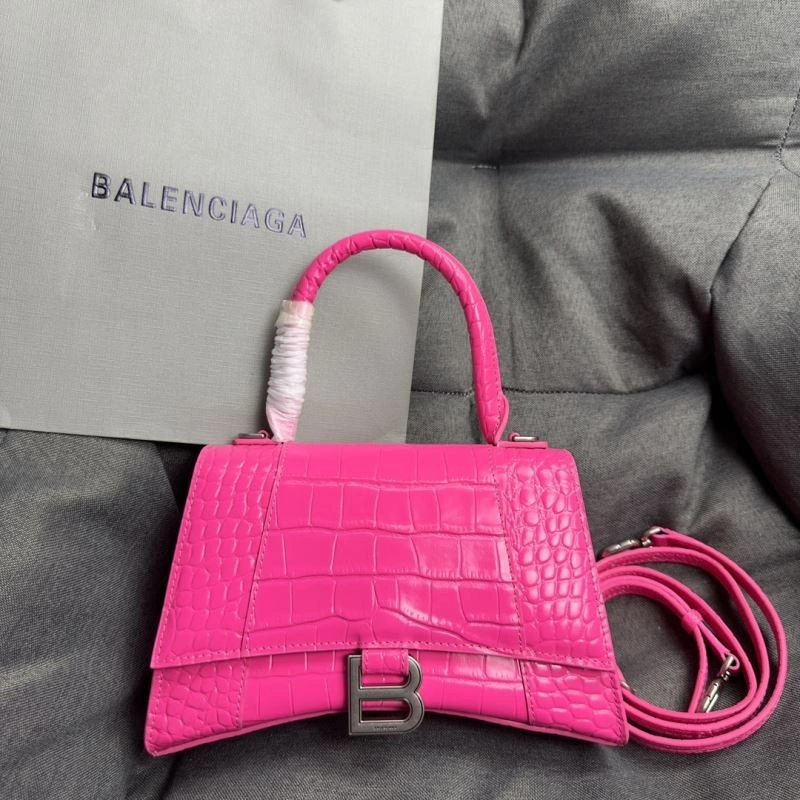Balenciaga Magenta Hourglass Crocodile Pattern Bag S Size Seasonal 70033