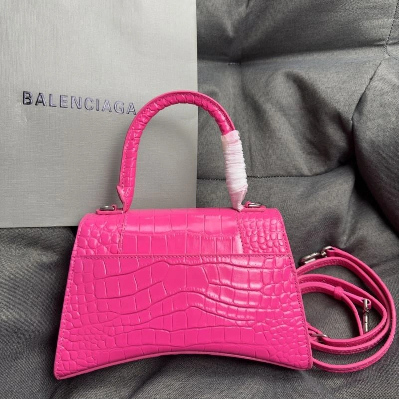 Balenciaga Magenta Hourglass Crocodile Pattern Bag S Size Seasonal 70033