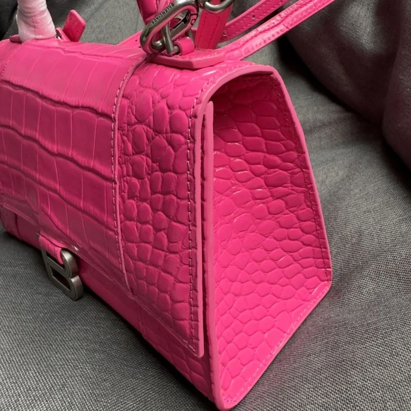 Balenciaga Magenta Hourglass Crocodile Pattern Bag S Size Seasonal 70033