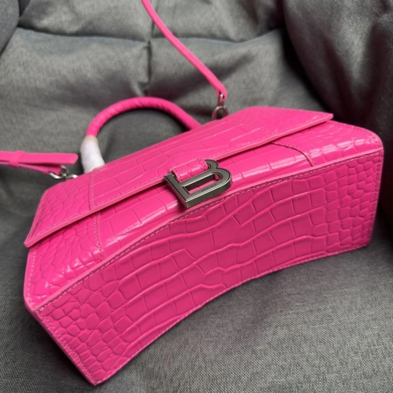 Balenciaga Magenta Hourglass Crocodile Pattern Bag S Size Seasonal 70033