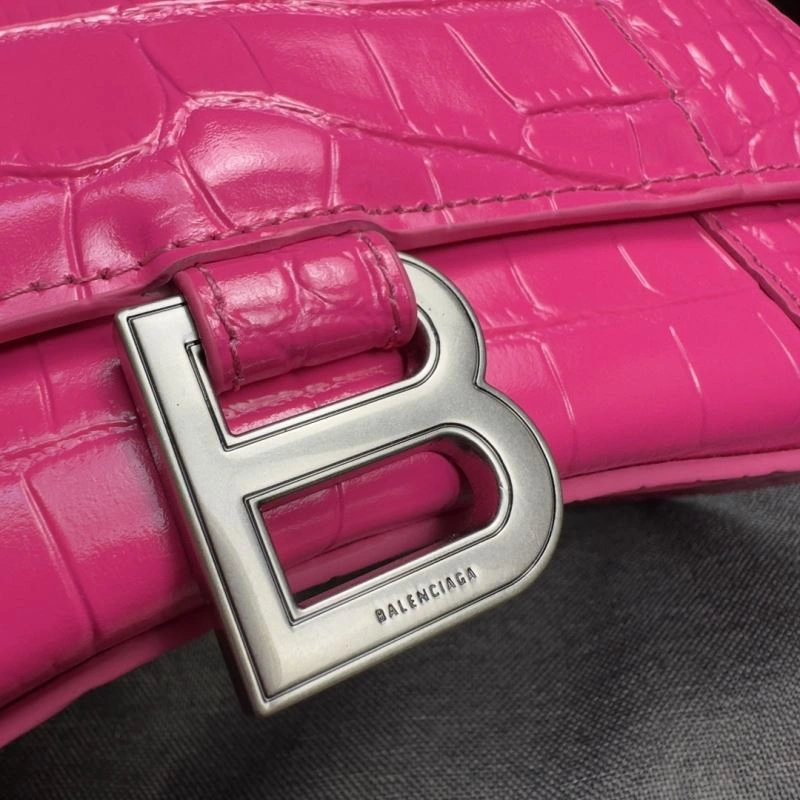 Balenciaga Magenta Hourglass Crocodile Pattern Bag S Size Seasonal 70033