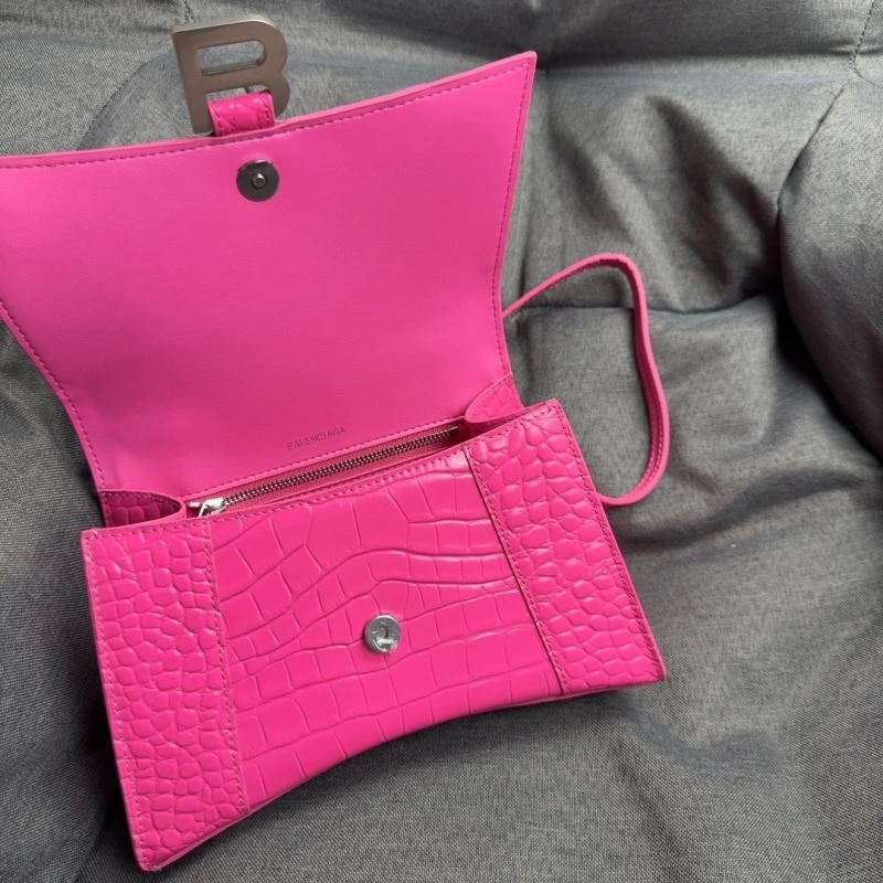 Balenciaga Magenta Hourglass Crocodile Pattern Bag S Size Seasonal 70033