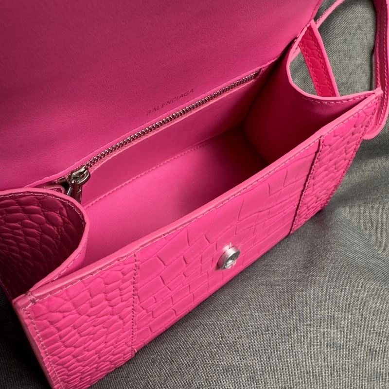 Balenciaga Magenta Hourglass Crocodile Pattern Bag S Size Seasonal 70033