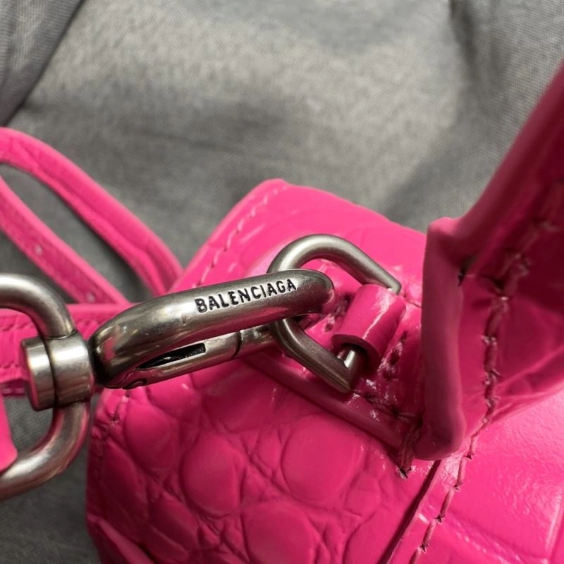 Balenciaga Magenta Hourglass Crocodile Pattern Bag S Size Seasonal 70033