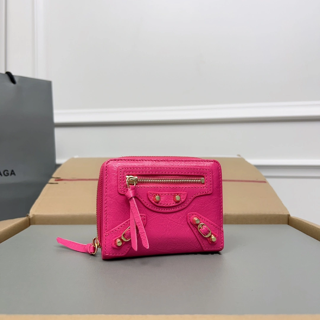 TechFriendly Balenciaga Magenta Retro Leather Wallet with Card Compartments 60855
