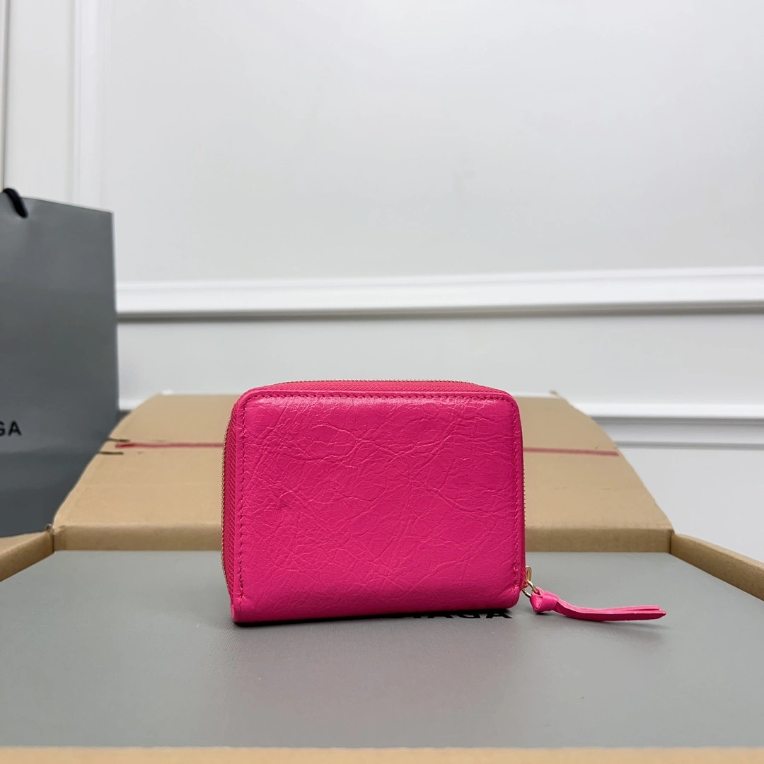 TechFriendly Balenciaga Magenta Retro Leather Wallet with Card Compartments 60855